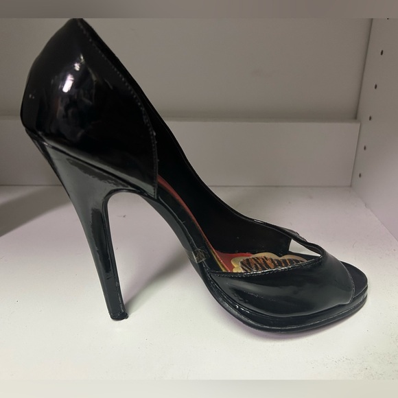 Black open toe heel pump shoe - Picture 2 of 3